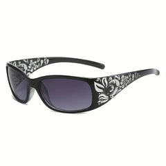 Rhinestone & Flower Pattern Sunglasses UV400