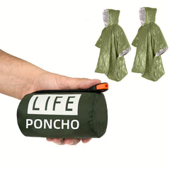 6pcs Emergency Rain Ponchos with Whistles & Storage Bag