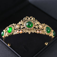 Green Crystal Crowns Rhinestone Bridal Wedding Hair Accessory