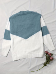 Colorblock V-Neck Sweater Long Sleeve Pullover