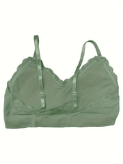 4pcs Girl's Lace Decor Ribbed Underwear Bralette For Teens 12-18 Years