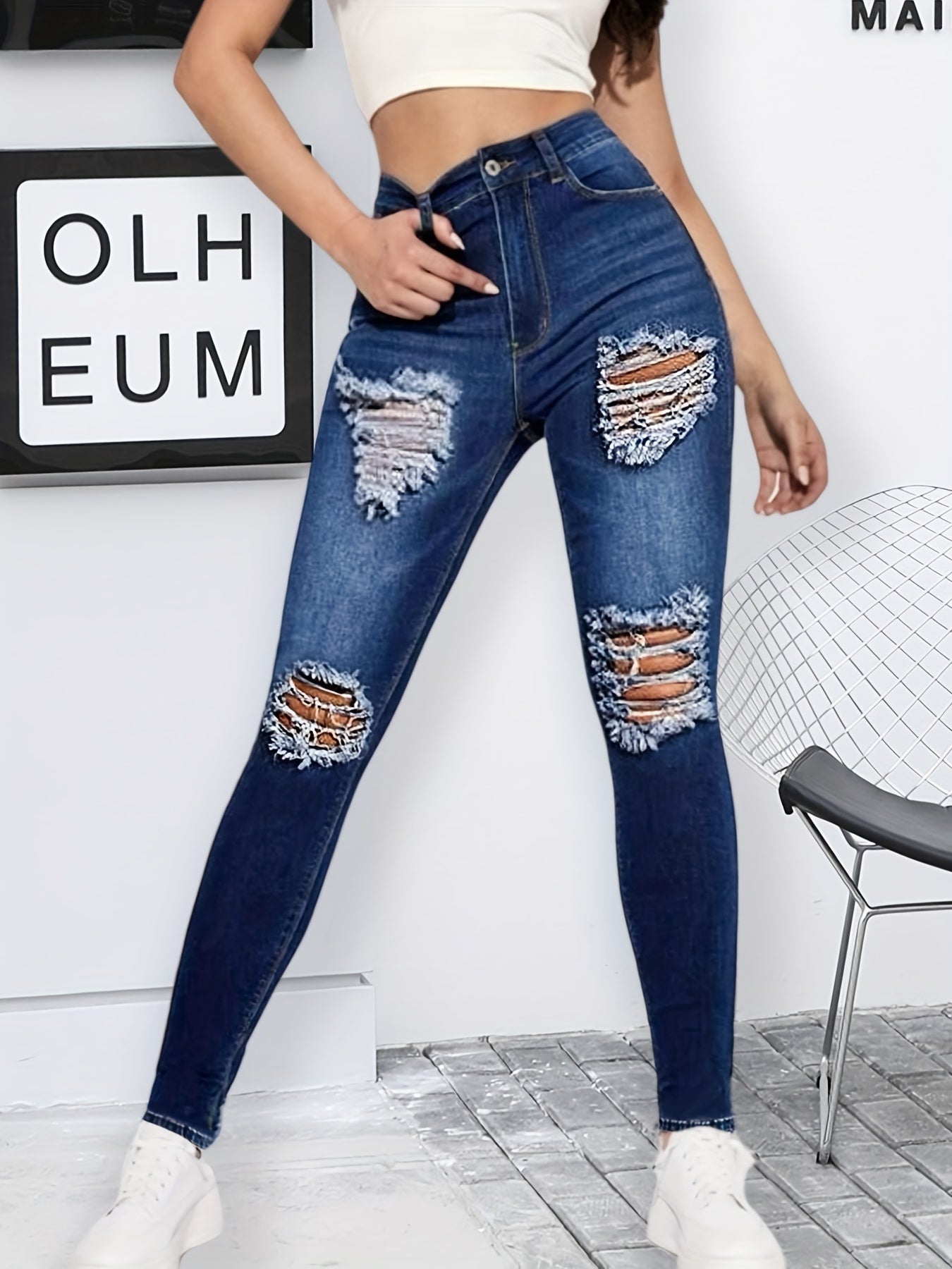 High Waist Skinny Denim Pants Stretchy Fitting Pencil Jeans