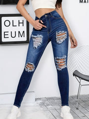 High Waist Skinny Denim Pants Stretchy Fitting Pencil Jeans