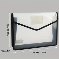 A3 Horizontal Snap Closure Storage File Bag Transparent Thickened