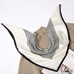 70cm Geometric Stripe Print Square Scarf Neckerchief Bandana Satin Head Scarf