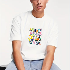 Men's Alphabet Pattern T-shirt for Outdoor Activities