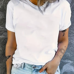 Solid Crew Neck Sports Tee Loose Fit Casual T-shirt