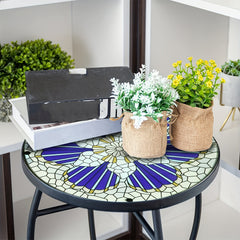 Metal Glass Small Round Table Living Room Side Table