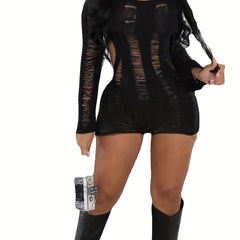 Sexy Backless Romper Long Sleeve Solid Bodycon