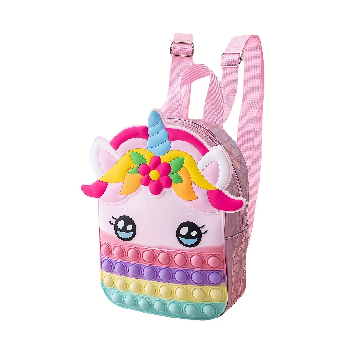 Sweet Unicorn Girls Backpack Silicone Soft Surface Bag Toy Bag