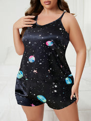 Galaxy Print Cami Top & Shorts Loungewear Set