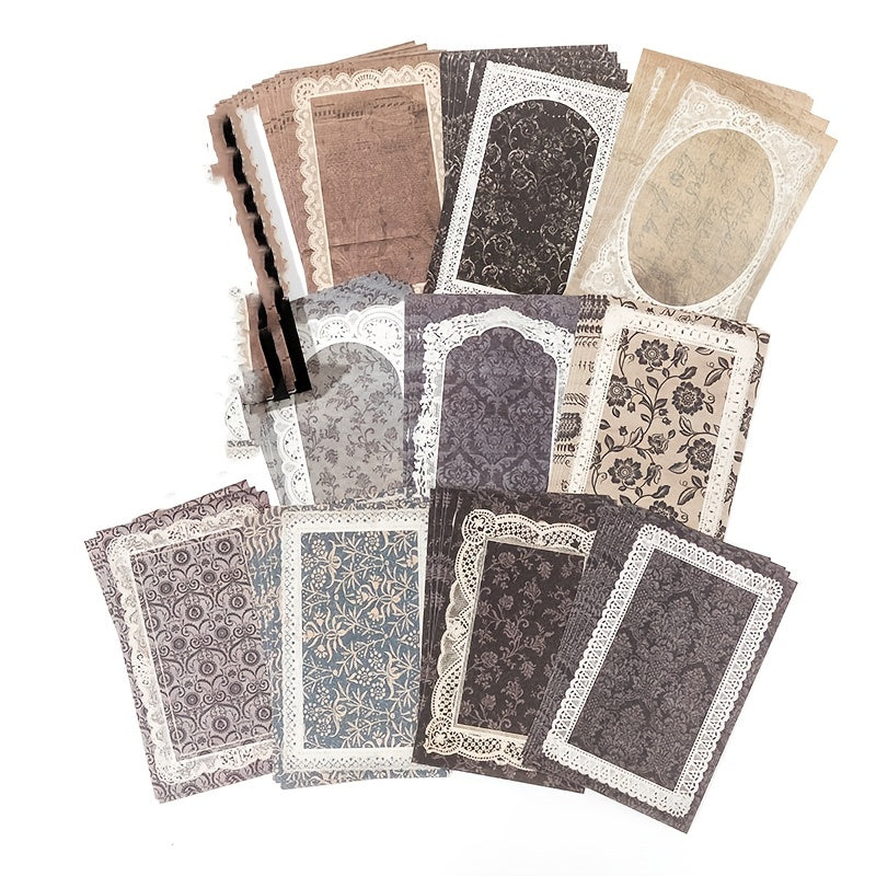 50 Sheets Lace Trim Cutable Paper Notepad Stickers Set