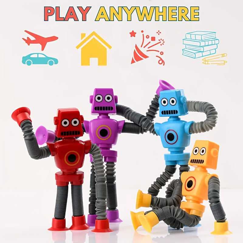 4pcs Colorful DIY Robot Toys with Suction Cups in Purple Red Yellow