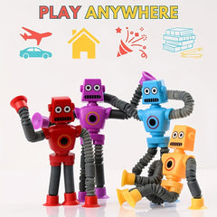 4pcs Colorful DIY Robot Toys with Suction Cups in Purple Red Yellow