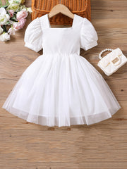 Toddler Girls Puff Sleeve Floral Princess Dress For Party Beach
