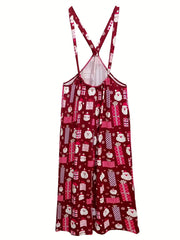 Christmas Casual Overalls Women's Plus Graphic Print