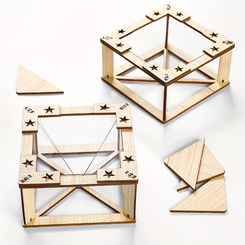 Wooden Puzzle Assembly Toy 3D Holographic Projector DIY Technology