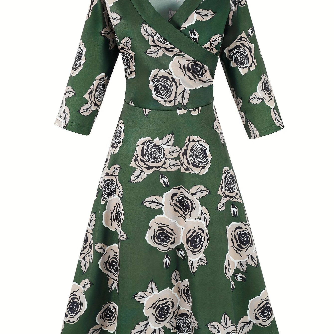 Plus Floral Print Long Sleeve Maxi Dress