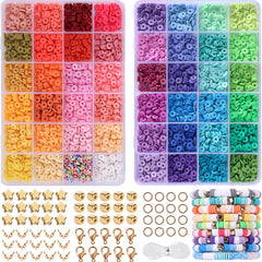 4800pcs Clay Beads 48 Colors Flat Round Polymer Clay Beads Spacer Beads