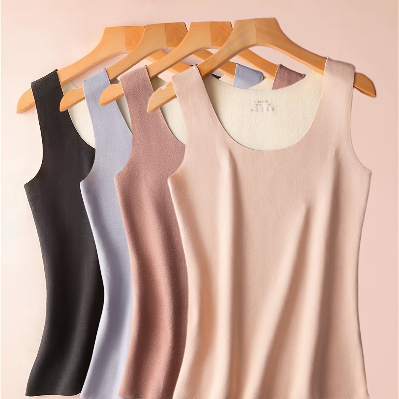 4pcs Seamless Thermal Underwear Crew Neck Sleeveless Top