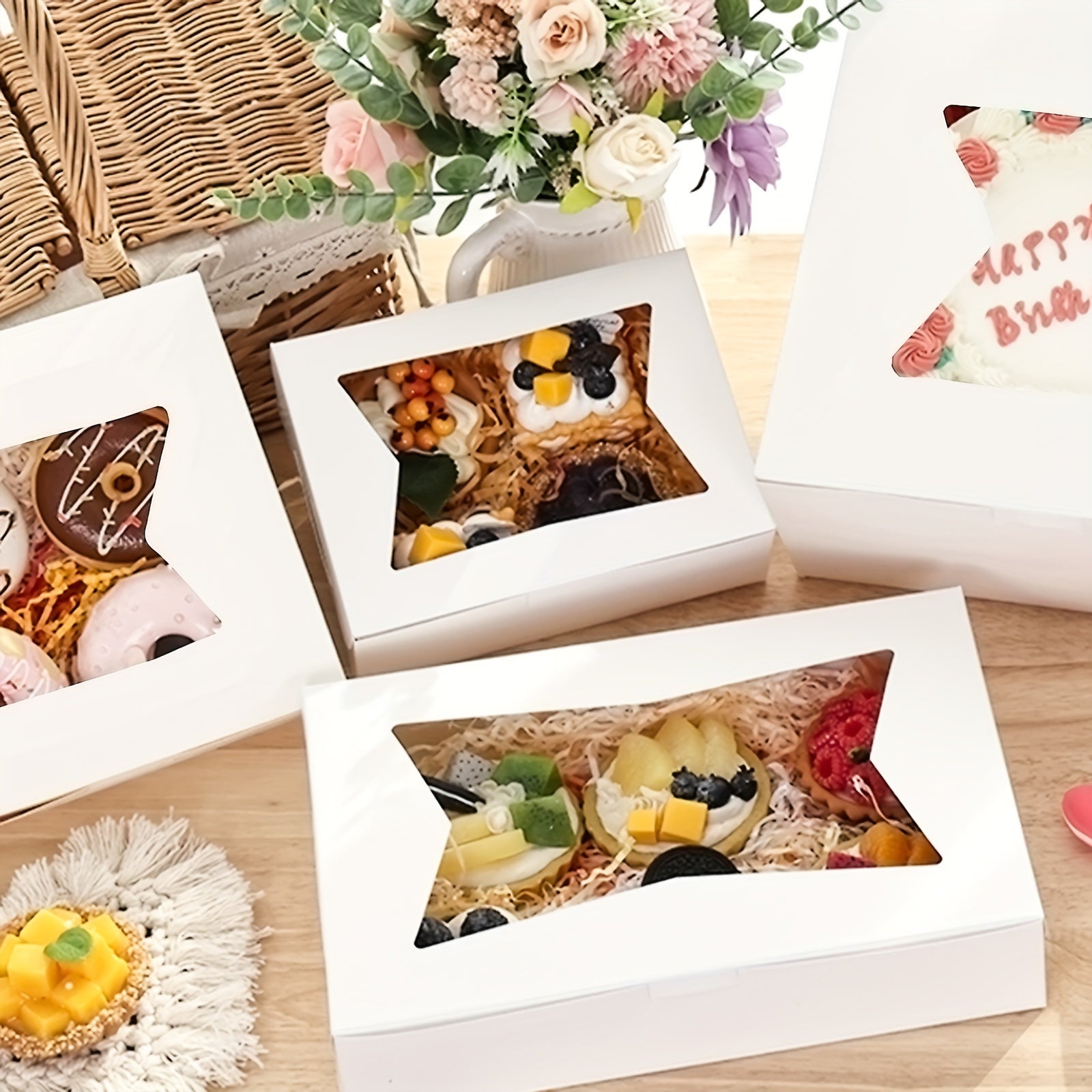36pcs Cookie Boxes with Windows for Gift, Pastries, Desserts