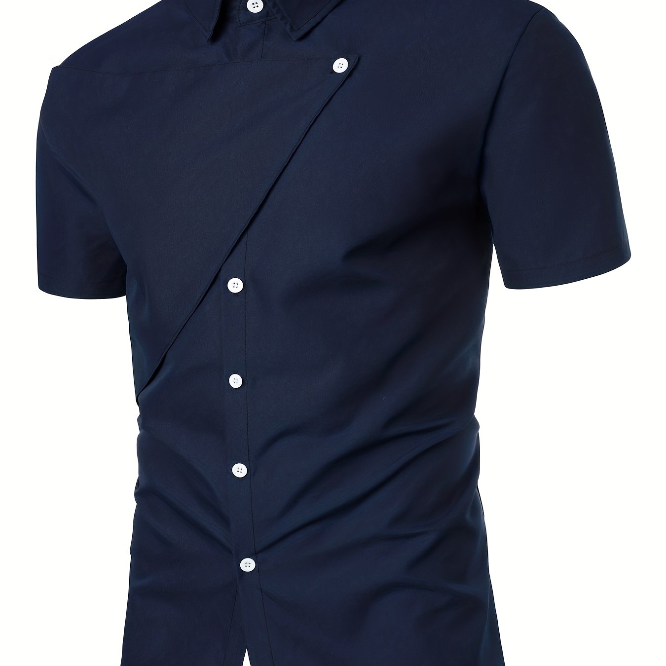 Men's Short Sleeve Asymmetric Shirt for Business and Party Wear