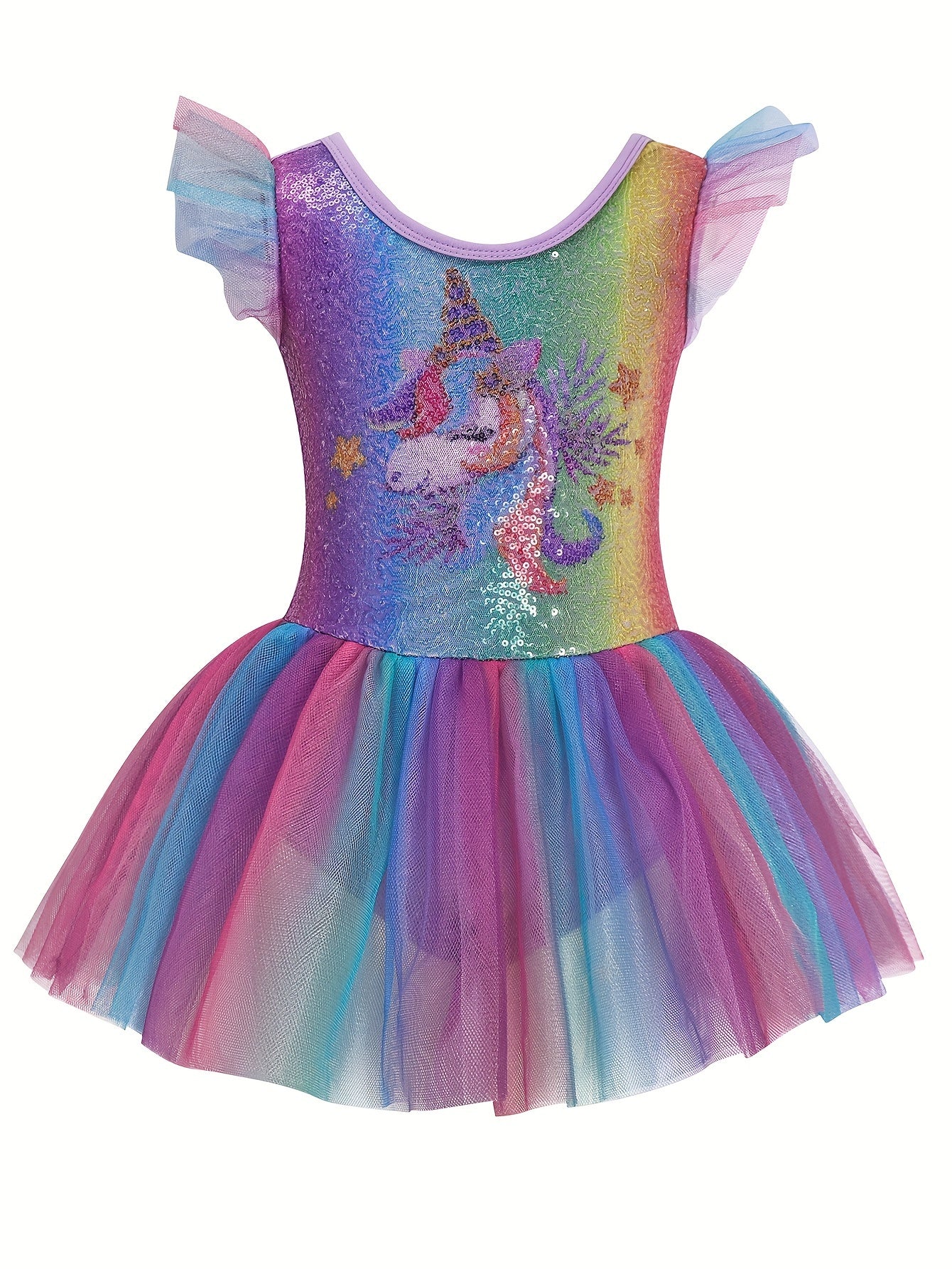 Dreamy Sequin Unicorn Ballet Leotard 95 Cotton Comfy Tutu Dance Dress