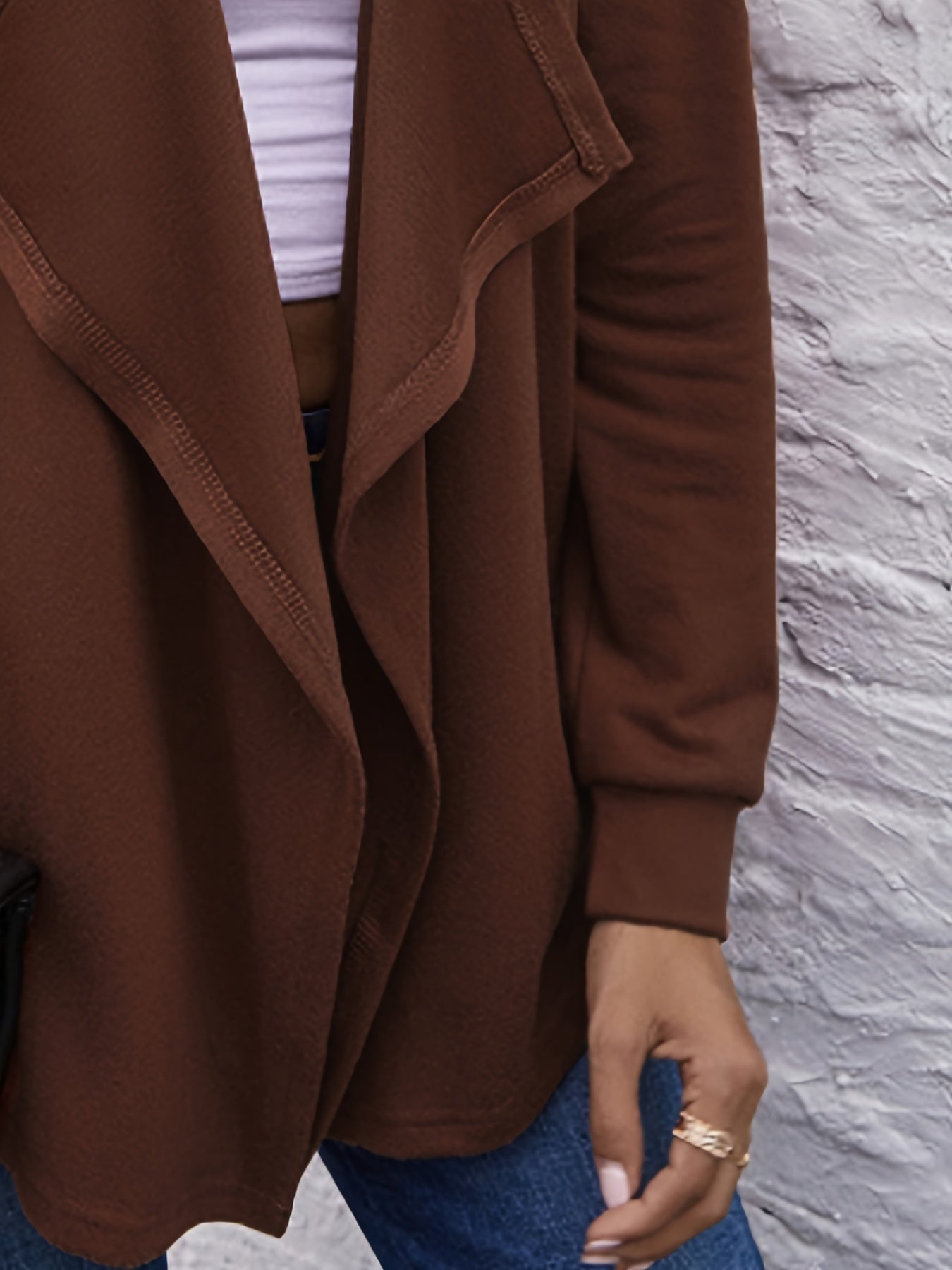 Casual Loose Solid Crew Neck Long Sleeves Cardigan Women's Clothing