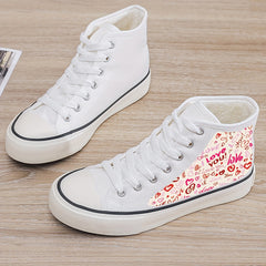 Love & Heart Print Plush Lined Thermal Chunky Canvas Sneakers
