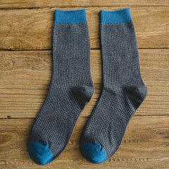 Men's Block Crew Socks Breathable Cotton Blend Casual Comfy Outdoor Wear