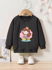 OERYUI Princess Print Crew Neck Pullover Top Kids Clothes Spring