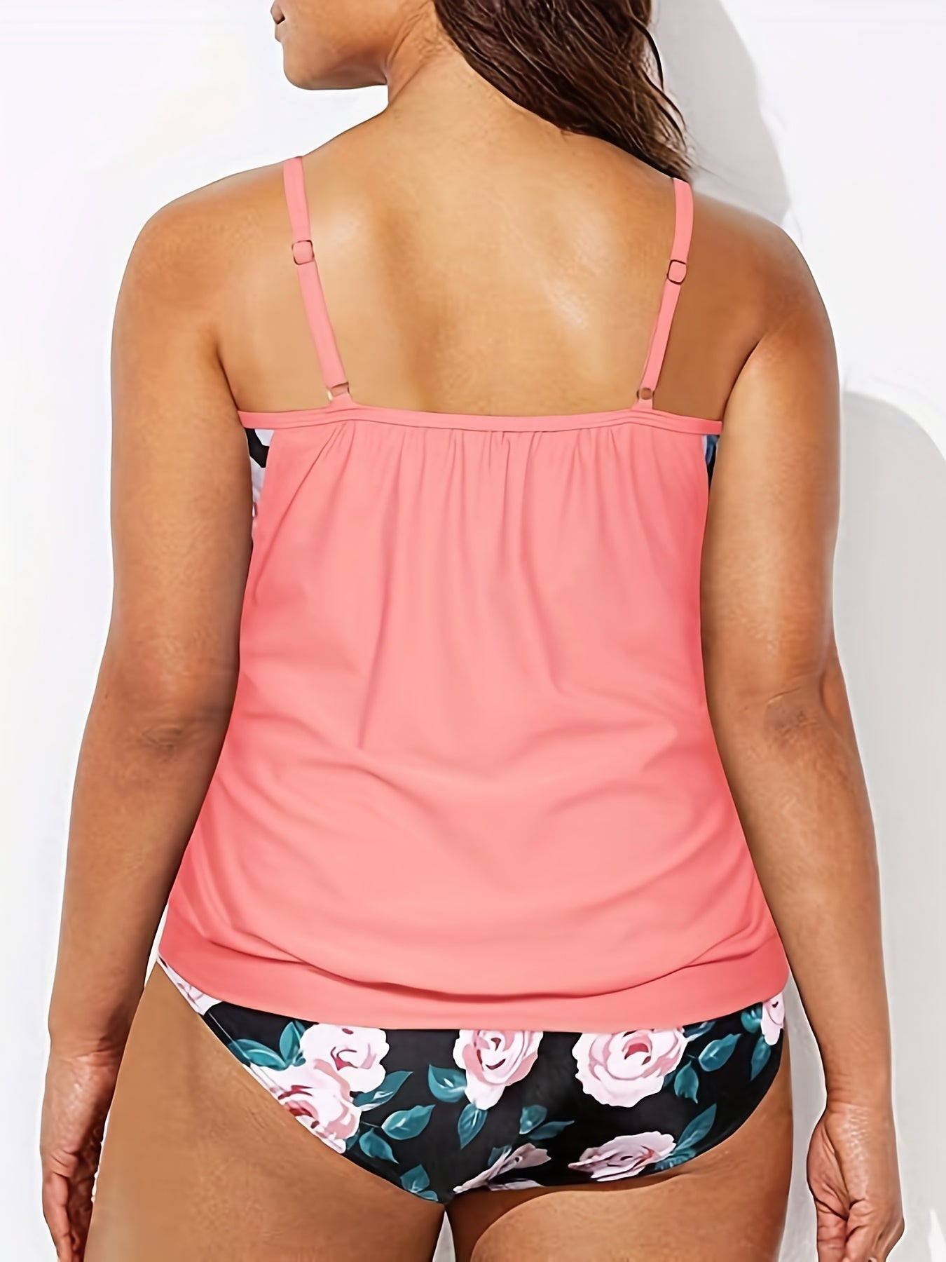Floral Panel Tankini Set with Shorts
