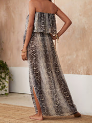 Snakeskin Print Chiffon 2 Piece Cover Up Set