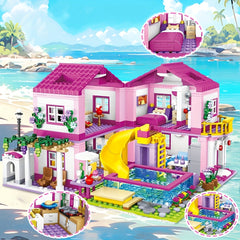 City Street View House Summer Holiday Villa Castle Building Block Girls Series