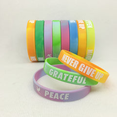 5pcs Inspirational Tie Dye Silicone Bracelet Motivational Rubber Bangle