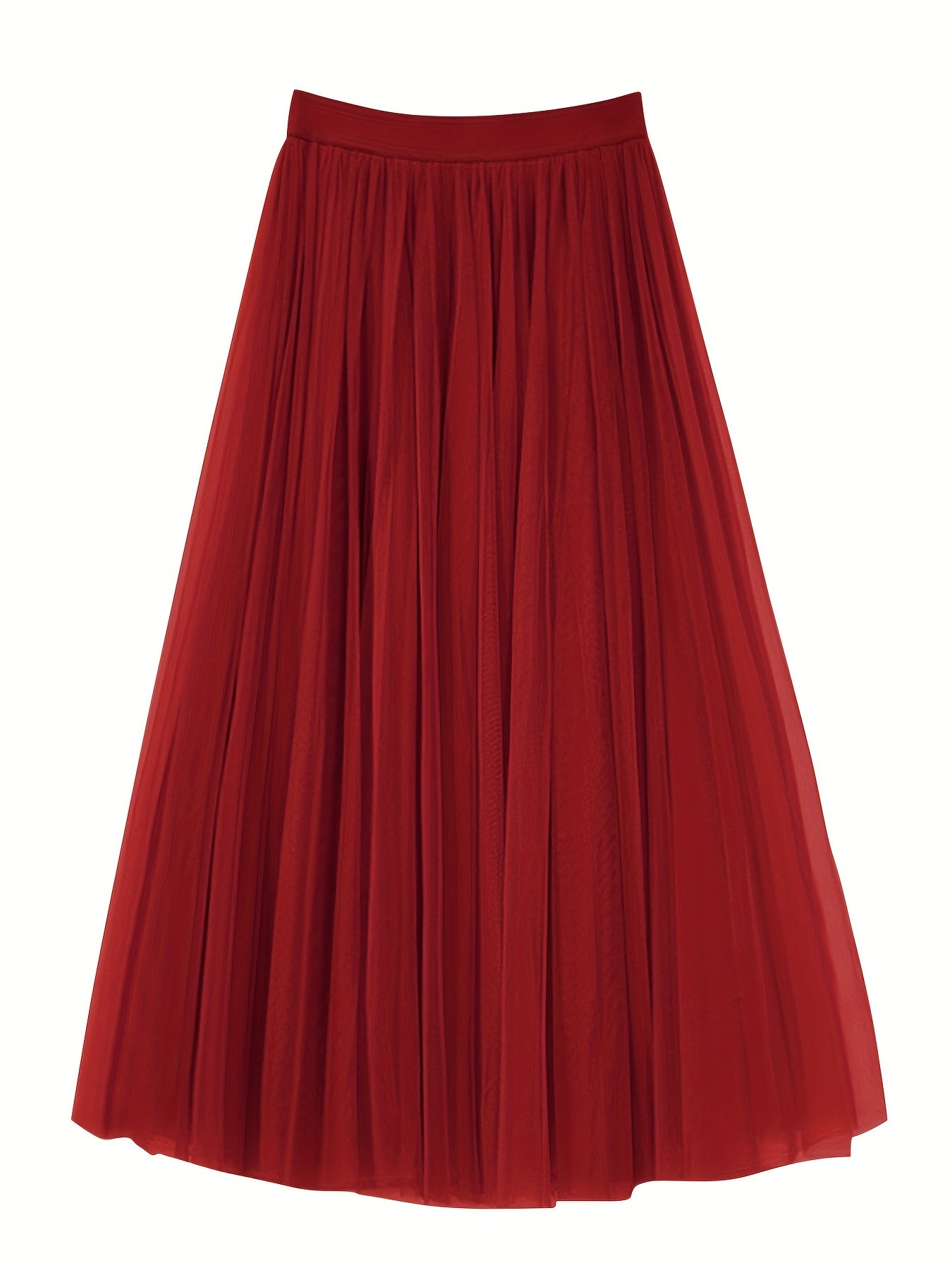 High Waist Mesh A-line Skirt Solid Casual