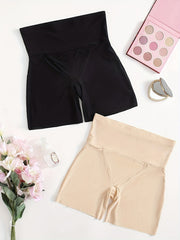 2 Pcs High Waist Boy Short Panties Seamless Elastic Tummy Control Shorts Women's