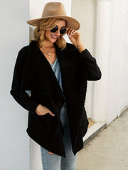 Waterfall Collar Solid Coat Casual Long Sleeve Open Front Outerwear
