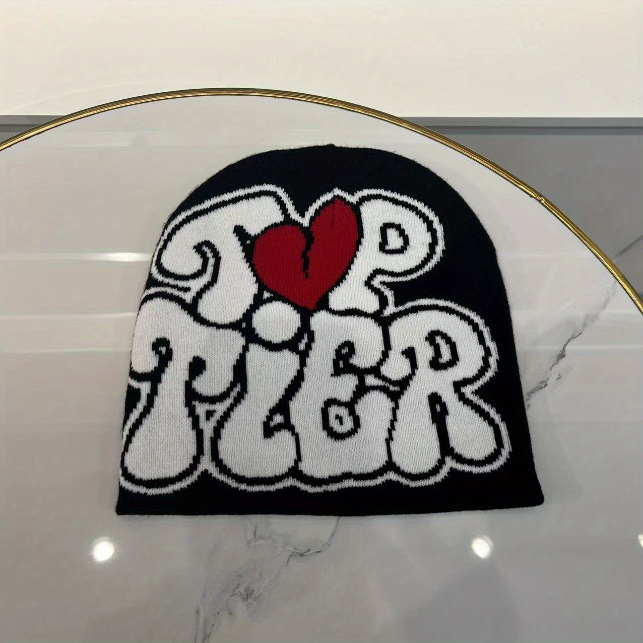 Fashionable Ear Protection Knit Beanie Hat with Letter Embroidery