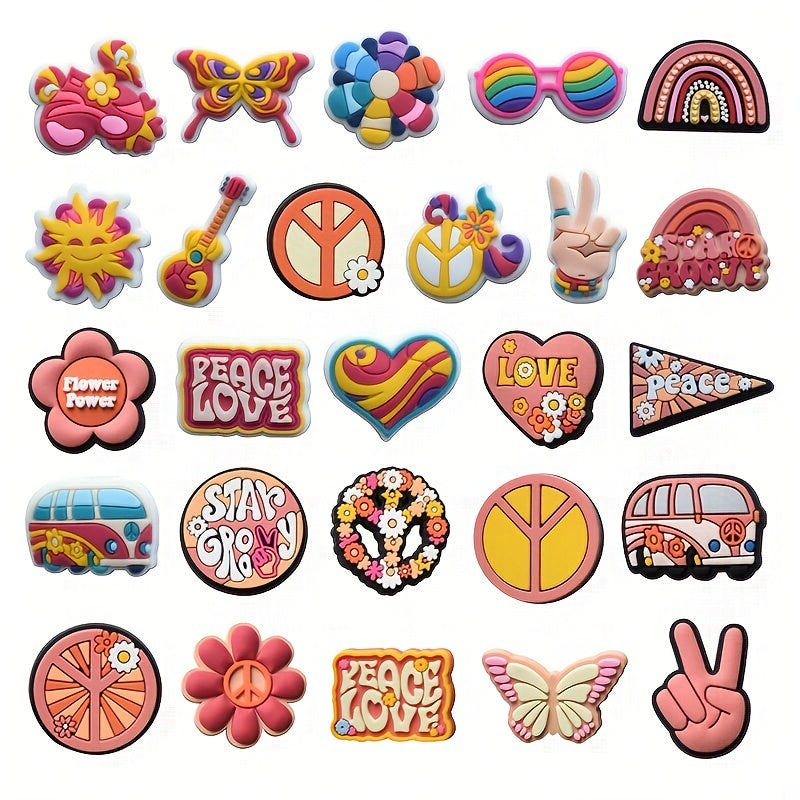26pcs Pink Shoe Charms for Clogs Sandals Bubble Slides PVC Accessories