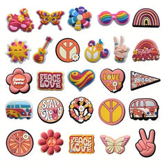 26pcs Pink Shoe Charms for Clogs Sandals Bubble Slides PVC Accessories
