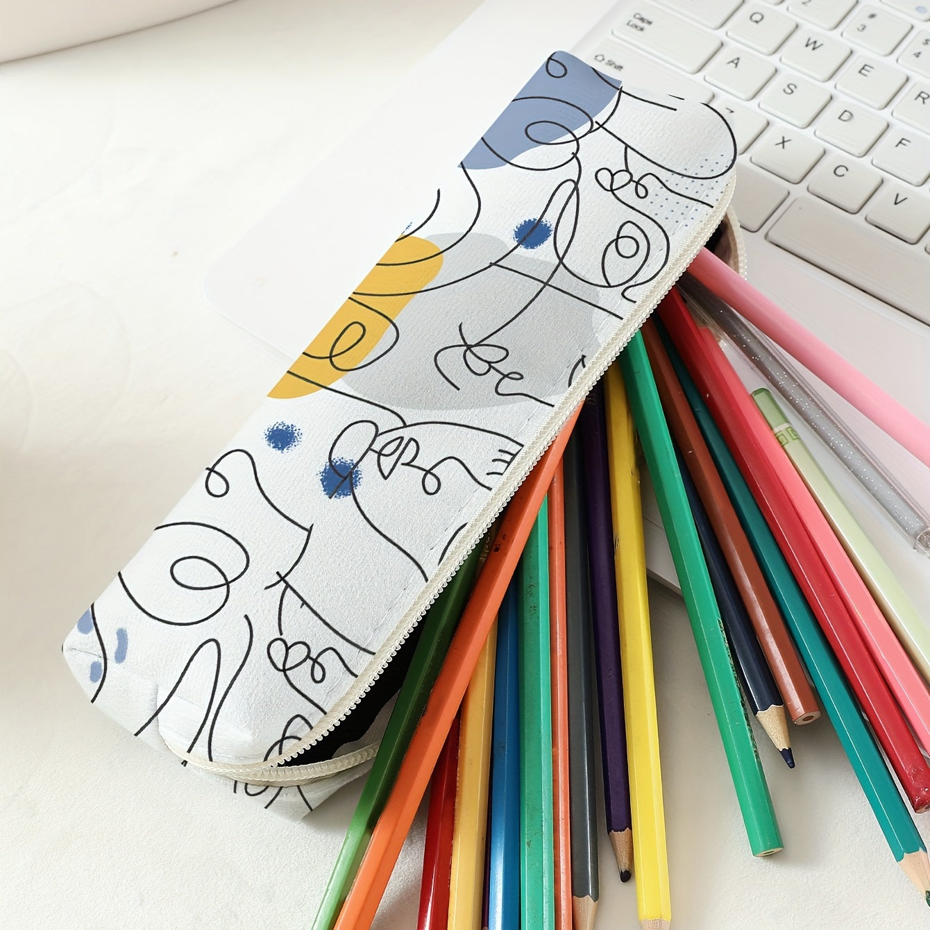 Large Capacity Pencil Case Zippered Pen Storage Bag for School Supplies