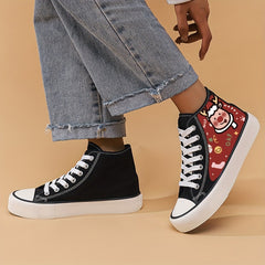 Christmas Reindeer Print Flat Chunky Sneakers