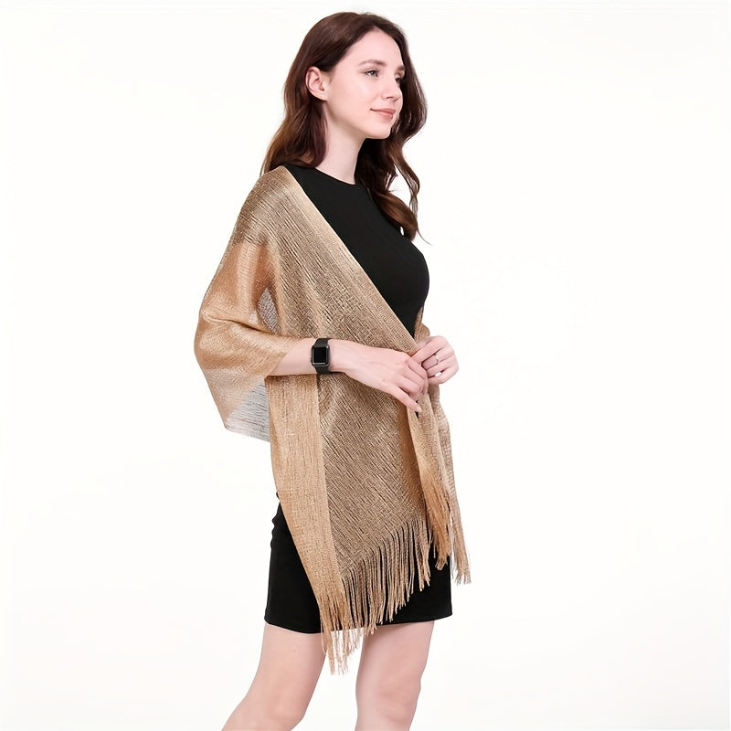 Glitter Tassel Shawl Solid Thin Wrap Cape Classic Decorative Shawls