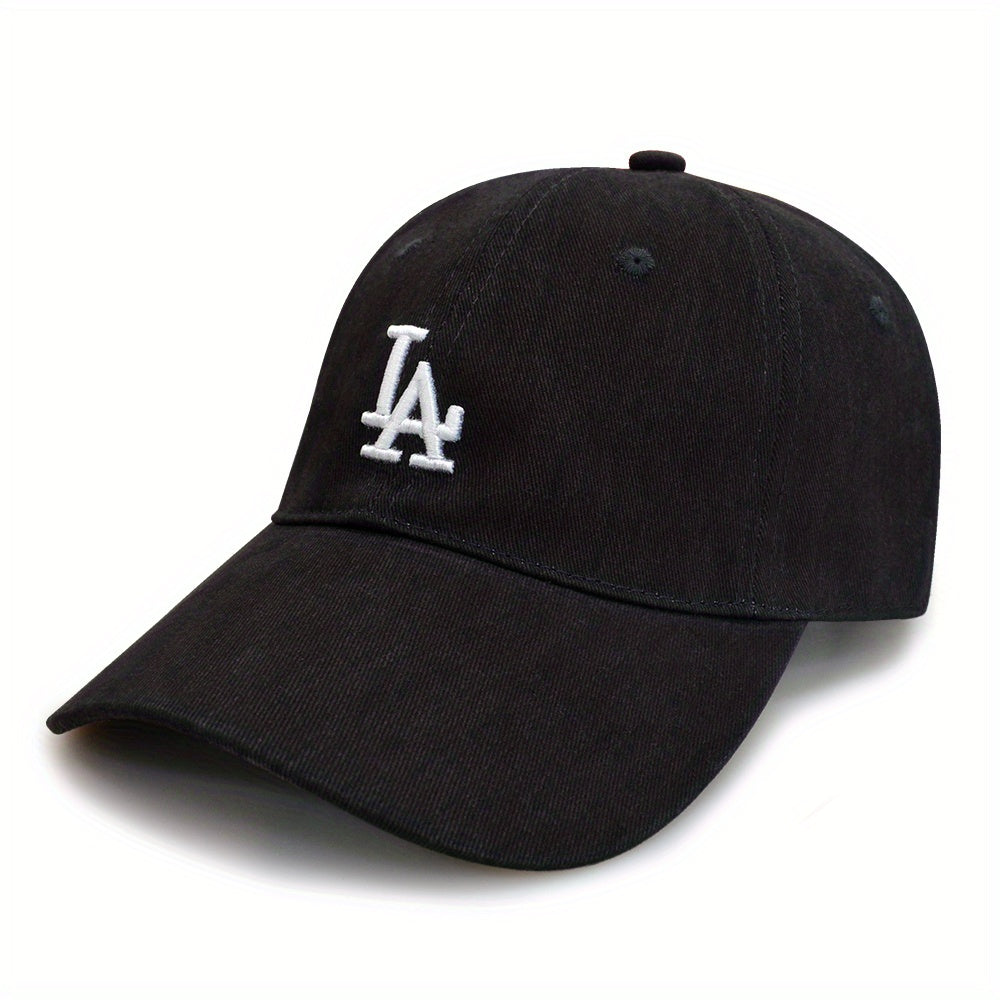 LA Embroidery Baseball Cap Solid Cotton Sun Hat Adjustable Lightweight Dad Hats