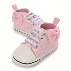 Heart Printed Lightweight Skate Shoes for Baby Girls, Non-slip Toddler Shoes