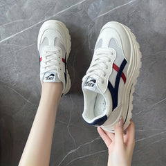 Women's Mesh Chunky Sneakers Breathable Lace Up Low Sports Shoes