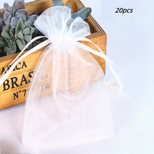 20pcs Drawstring Mesh Bags Wedding Gift Bags for Parties