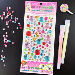 4pcs DIY Rhinestone Cartoon Gem Sticker Round Heart Flower Shaped Sticker