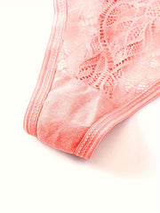 5 Pack Plus Size Sexy Lace Thongs Set Soft Breathable Bow Front Panties
